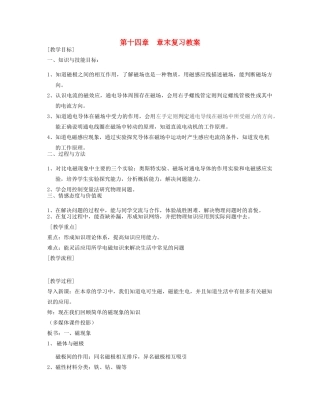九年级物理 第十四章 章末复习教案 北师大版