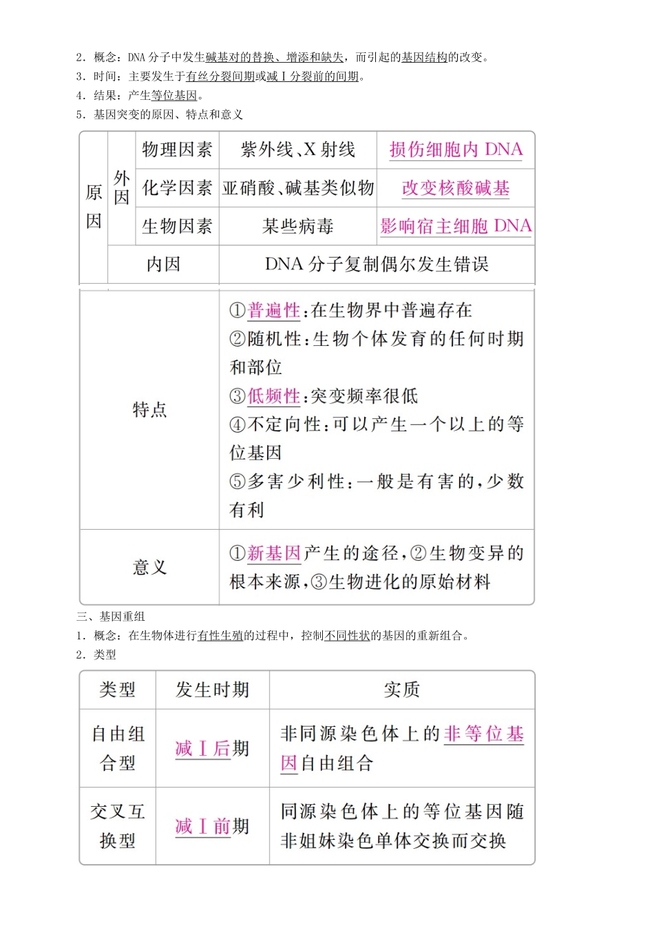 高考生物一轮复习 第22讲 基因突变和基因重组讲练结合学案-人教版高三全册生物学案_第2页