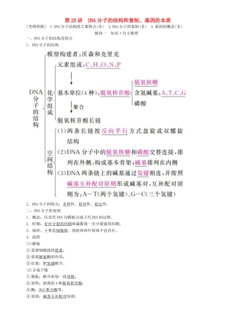 高考生物一轮复习 第20讲 DNA分子的结构和复制、基因的本质讲练结合学案-人教版高三全册生物学案