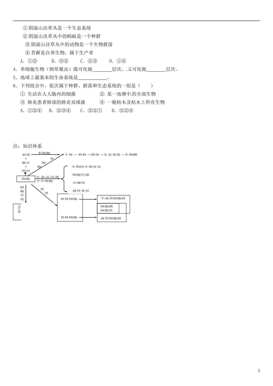 高中生物 1.1从生物圈到细胞学案 新人教版必修1-新人教版高一必修1生物学案_第2页