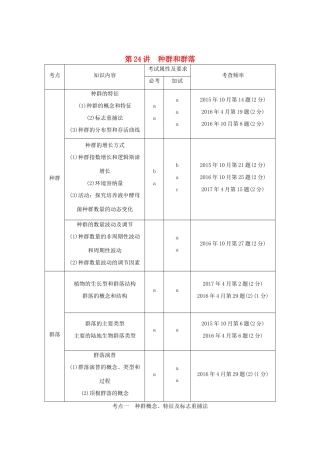 （浙江专版）高考生物一轮复习 第24讲 种群和群落学案-人教版高三全册生物学案