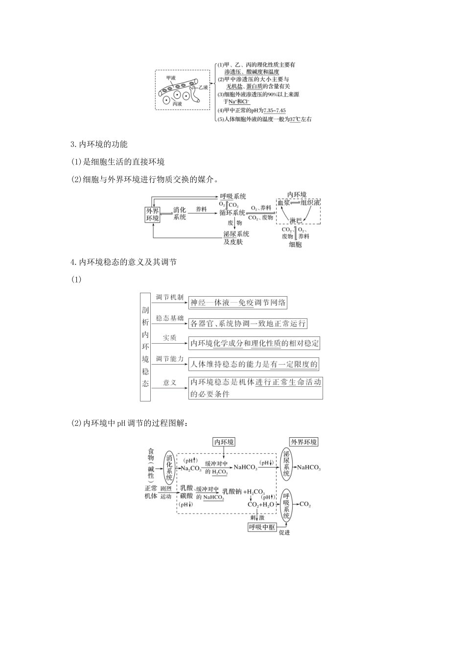 高考生物一轮复习 第八单元 生命活动的调节 第23讲 人体内环境稳态及实例学案-人教版高三全册生物学案_第2页