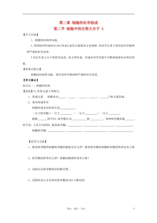 高一生物 2.2《细胞中的生物大分子-核酸》学案 苏教版必修1