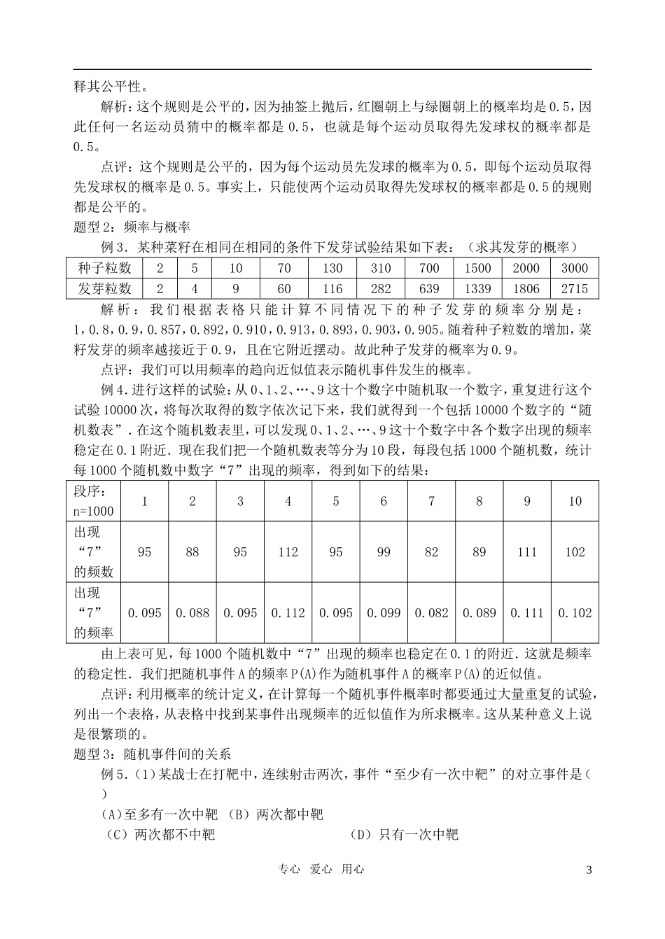高三数学第一轮复习单元讲座 第20讲 随机事件的概率与古典概型教案 新人教版_第3页