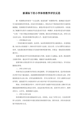 新课标下的小学体育教学评价反思