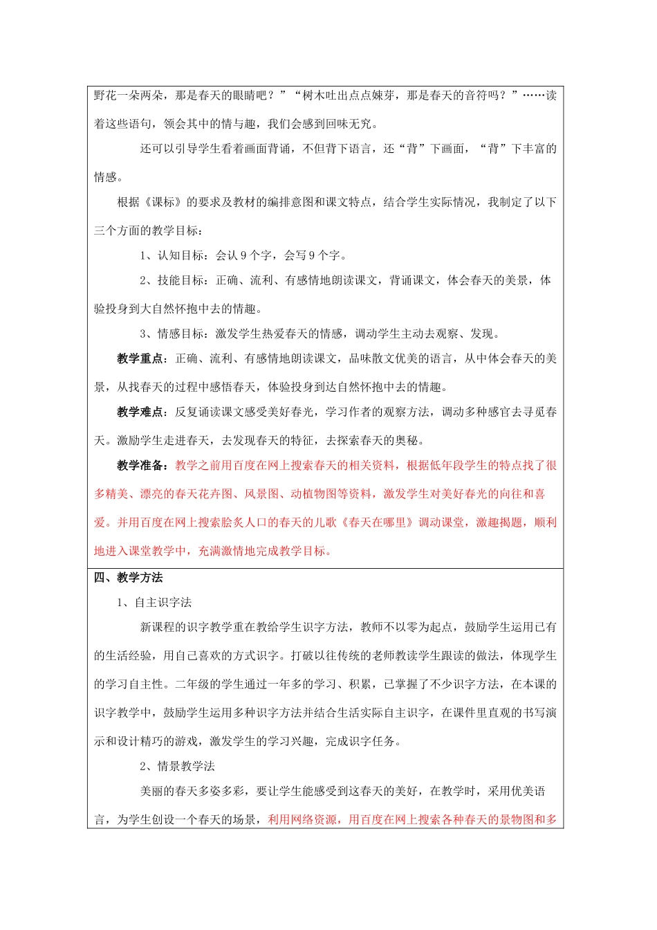 春二年级语文下册《找春天》教学设计 鲁教版-鲁教版小学二年级下册语文教案_第2页