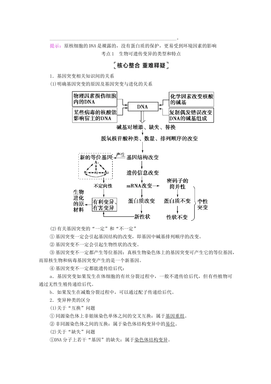 （山东专用）2021高考生物二轮复习 第1部分 专题3 第3讲 变异、育种和进化学案-人教版高三全册生物学案_第3页
