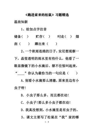 《跑进家来的松鼠》习题精选
