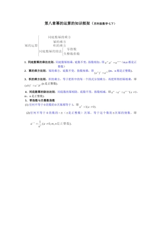 苏科版数学七下第八章幂的运算的知识框架