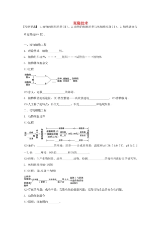 高考生物大一轮复习 50 克隆技术学案-人教版高三全册生物学案