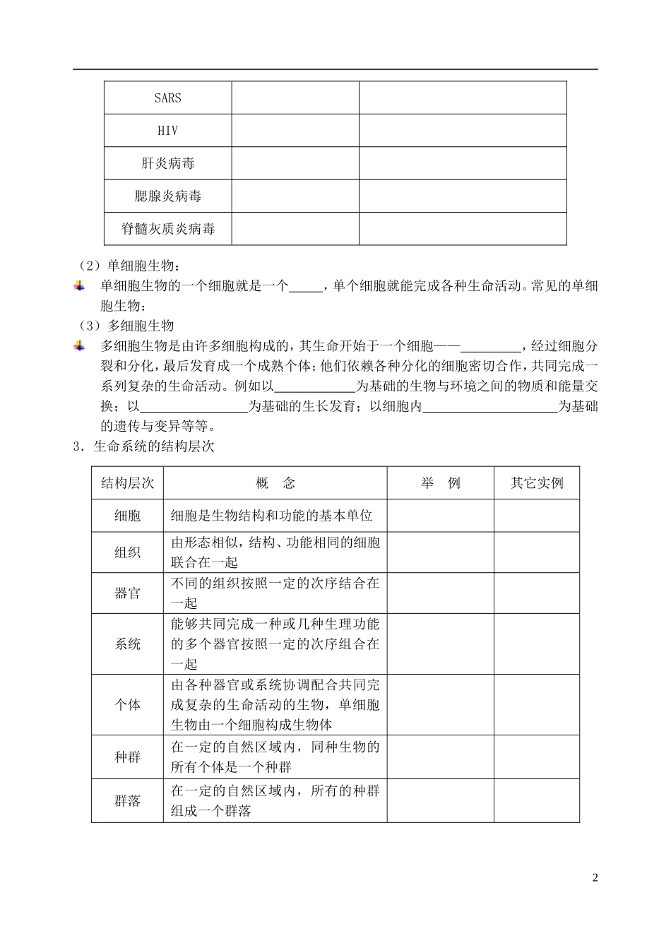 福建省泉州市第十五中学高中生物《第1章 第1节 从生物圈到细胞》导学案 新人教版必修1_第2页