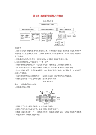 高中生物 第4章 细胞的物质输入和输出章末整合提升学案 新人教版必修1-新人教版高二必修1生物学案