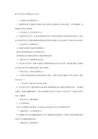 09年中考语文冲刺满分作文复习教案新人教版