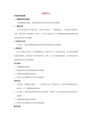 九年级物理全册 14.1 电是什么教案 （新版）沪科版-（新版）沪科版初中九年级全册物理教案