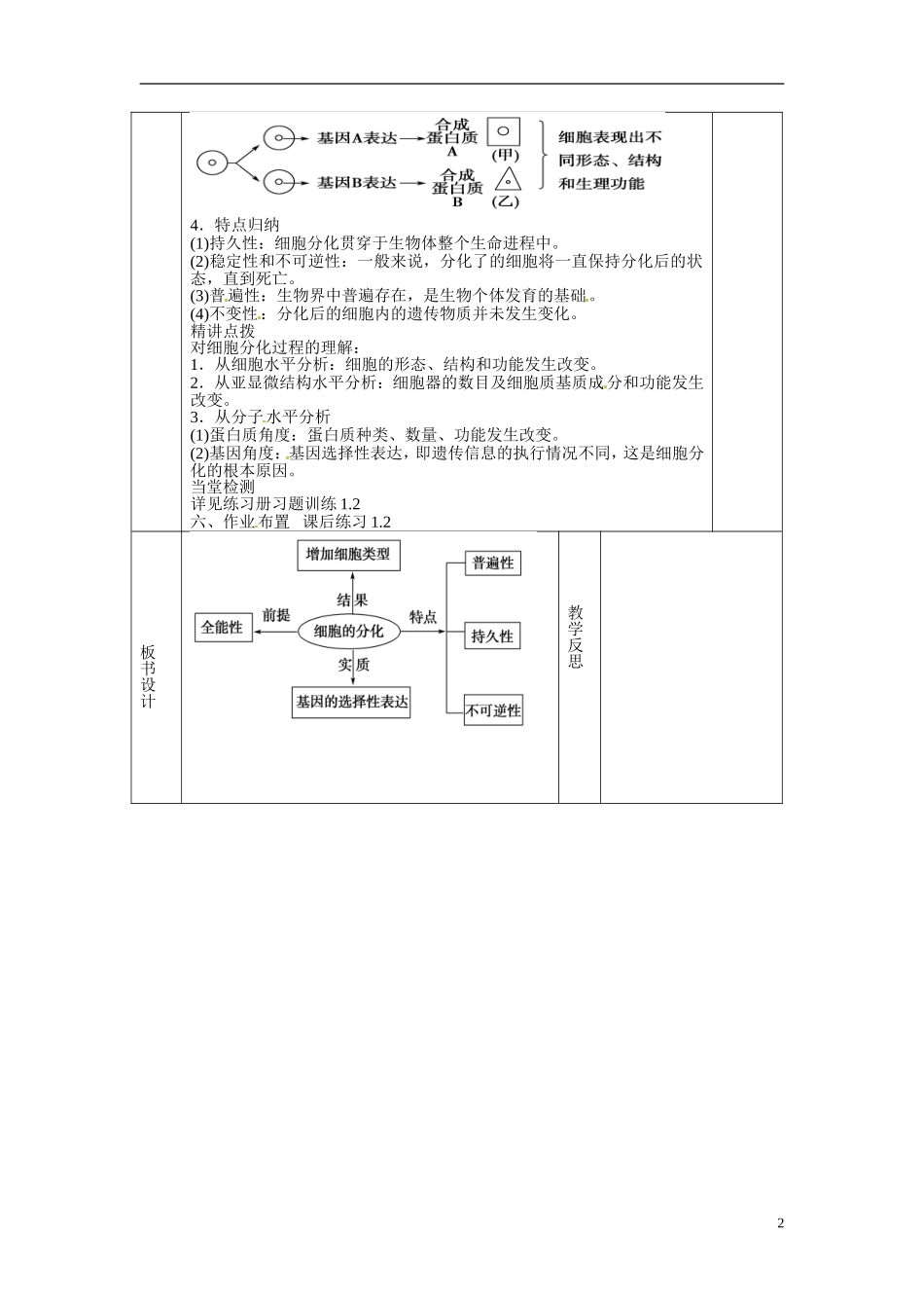 甘肃省庆阳市宁县第五中学高中生物 第6章 第2节 细胞的分化1导学案 新人教版必修1_第2页