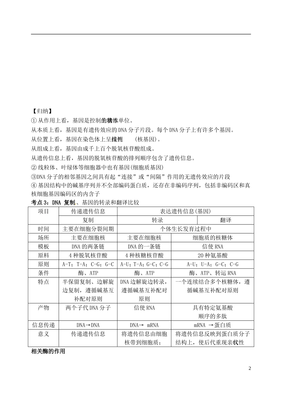 高三生物第二轮复习 专题六 基因结构与功能预习案-人教版高三全册生物学案_第2页