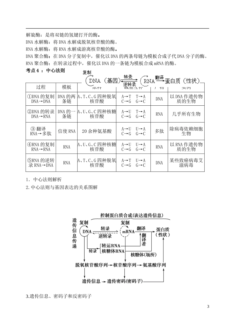 高三生物第二轮复习 专题六 基因结构与功能预习案-人教版高三全册生物学案_第3页