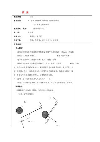 九年级物理 杠杆教案1人教版