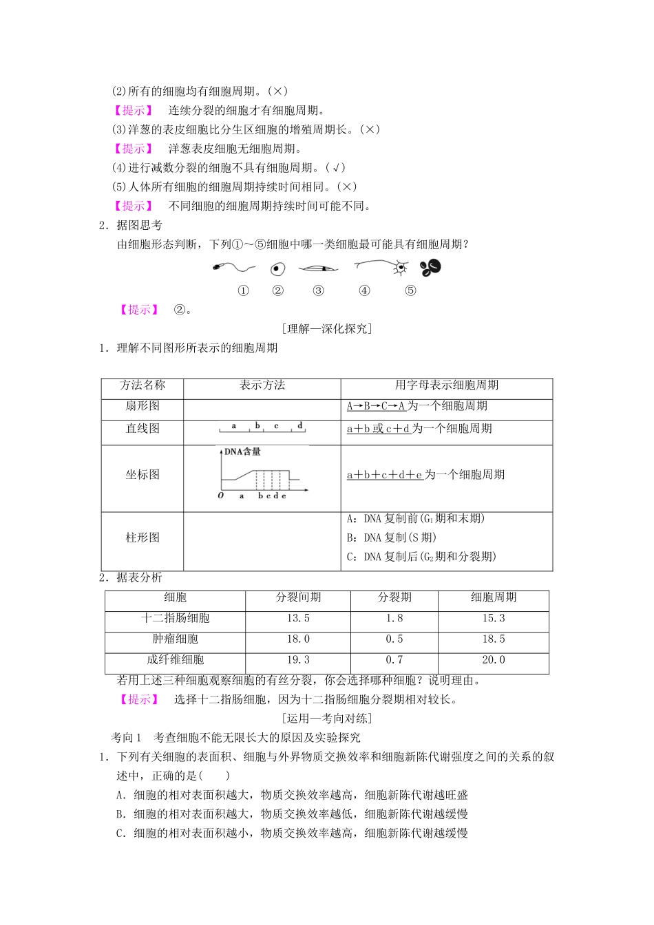 （全国版）高考生物一轮复习 第4单元 细胞的生命历程 第1讲 细胞的增殖学案-人教版高三全册生物学案_第2页