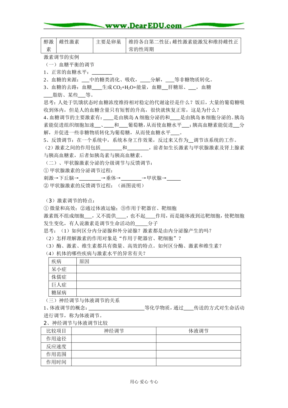 高三生物第一轮复习教学案-通过激素调节、神经调节和激素调节的关系苏教版_第2页
