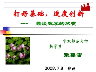 打好基础，适度创新-兼谈数学的欣赏（张奠宙）