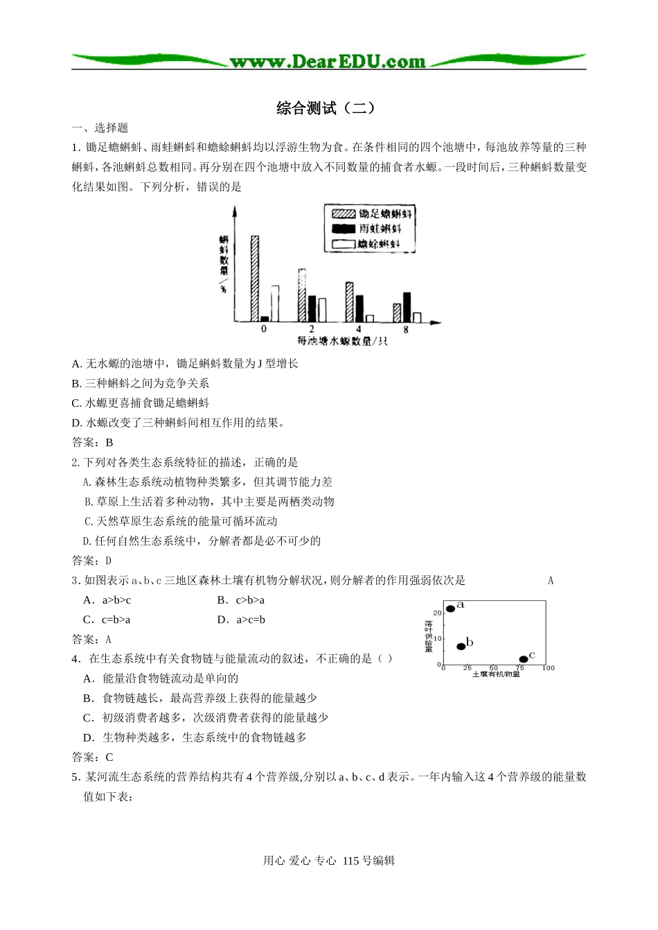 必修三学案综合测试22008年高考第一轮复习生物必修3综合能力测试2_第1页