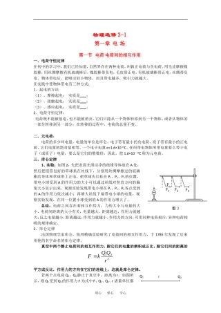 高二物理电场（无答案）总复习学案 新课程人教版3-1