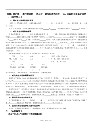 第六章   遗传和变异   第二节  遗传的基本规律   二、基因的自由组合定律