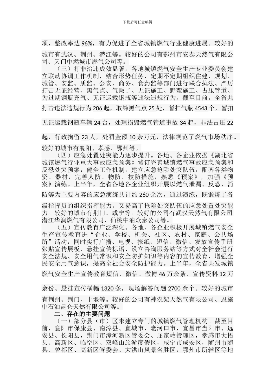 关于对2024年上半年全省城镇燃气安全生产工作督查情况的通报_第2页