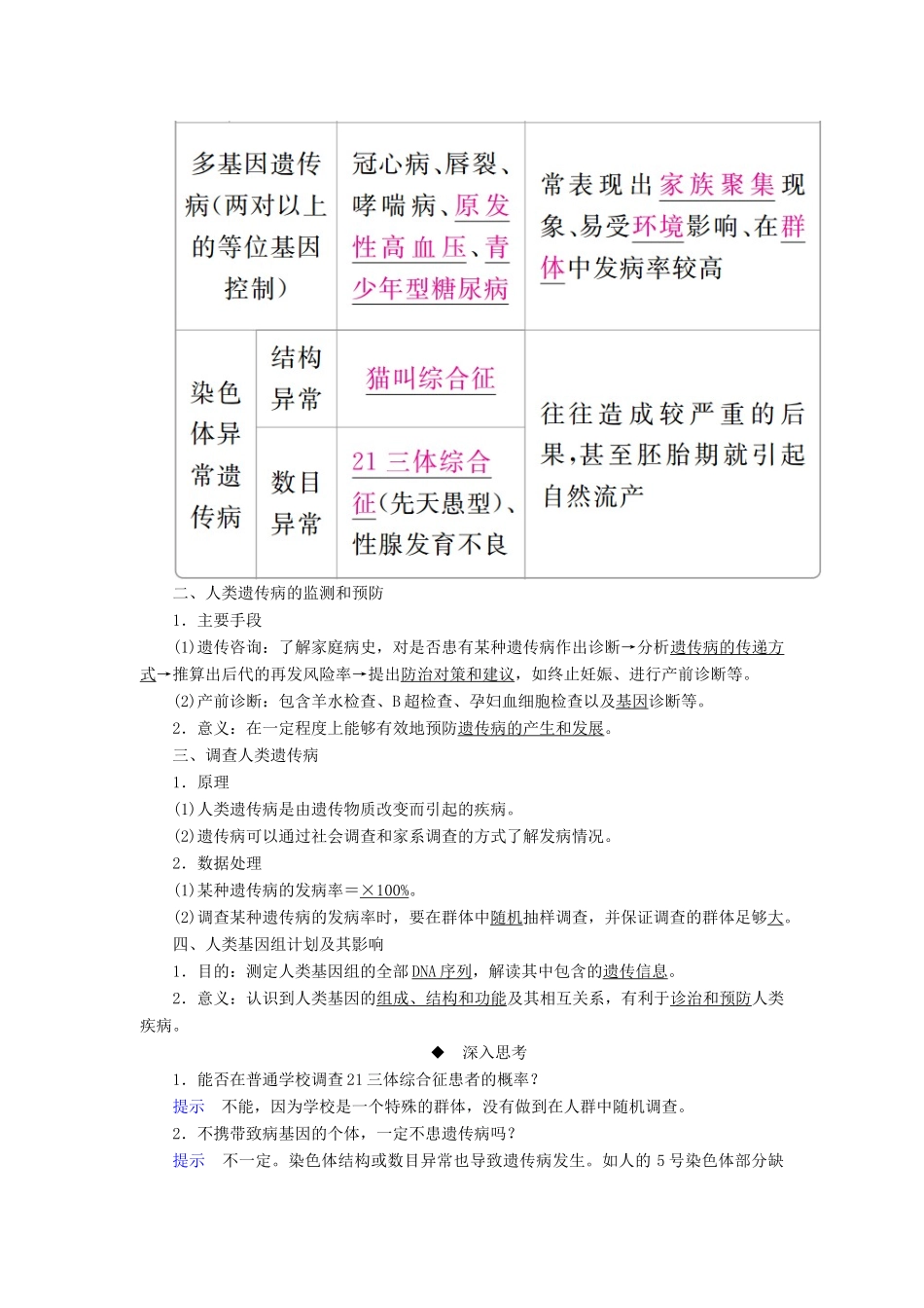 （全国版）高考生物一轮复习 第18讲 人类遗传病培优学案-人教版高三全册生物学案_第2页
