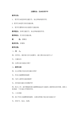 主题班会：生命在你手中