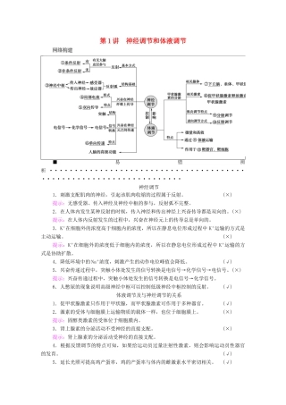（山东专用）高考生物二轮复习 第1部分 专题4 第1讲 神经调节和体液调节学案-人教版高三全册生物学案