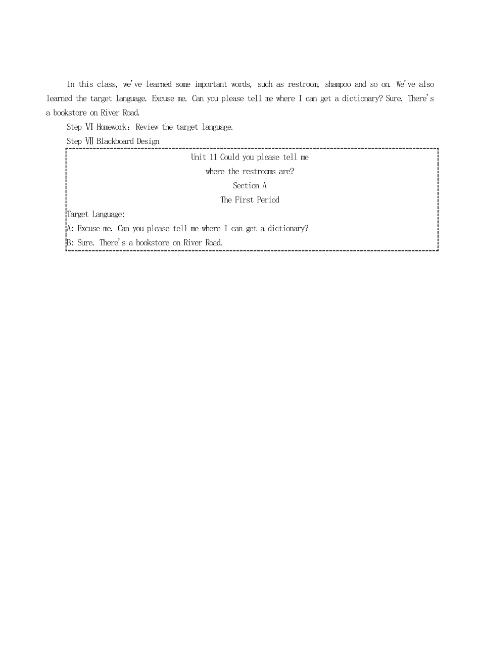 九年级英语全册 Unit 11 Could you please tell me where the restrooms are？The First Period教案 人教新目标版_第3页