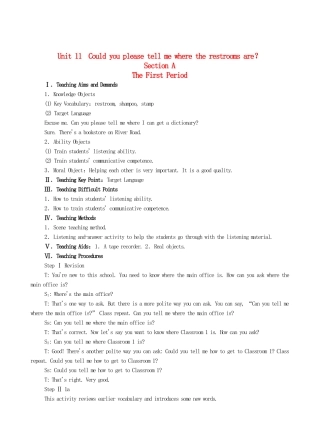 九年级英语全册 Unit 11 Could you please tell me where the restrooms are？The First Period教案 人教新目标版