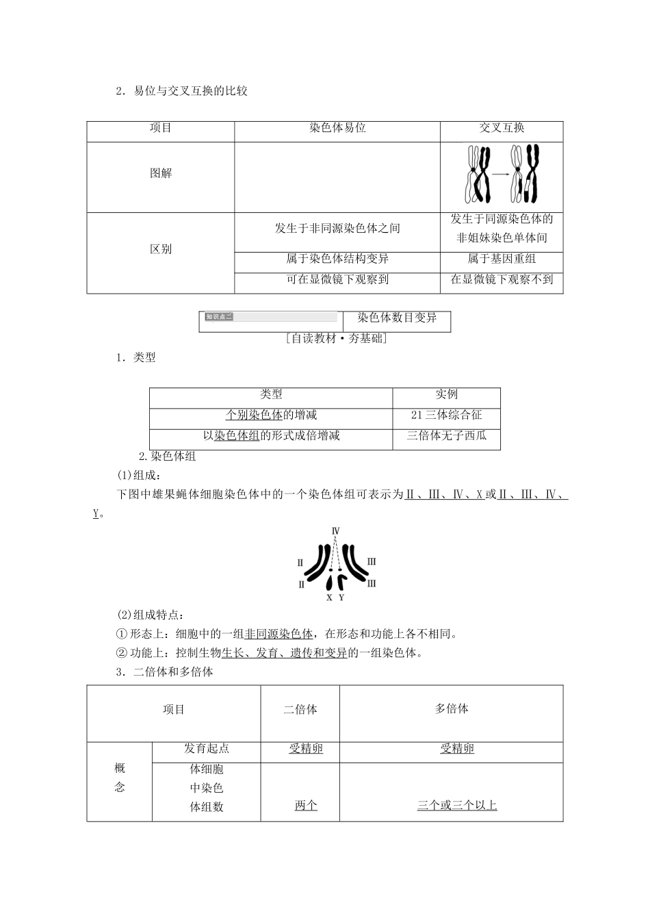 高中生物 第5章 基因突变及其他变异 第2节 染色体变异学案 新人教版必修2-新人教版高一必修2生物学案_第2页