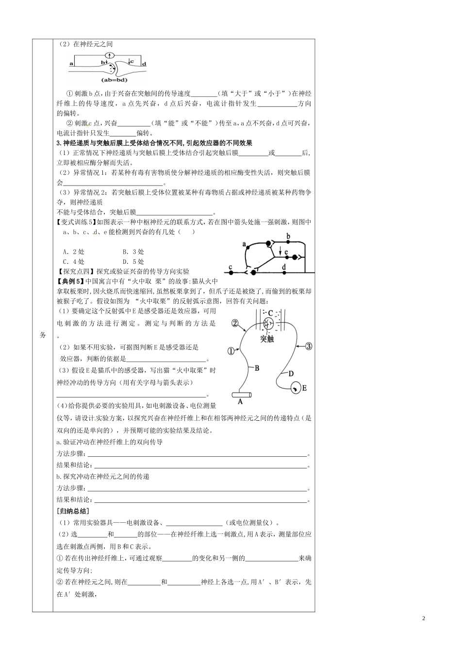 高中生物 2.1通过神经系统的调节（第3课时）导学案 新人教版必修3-新人教版高二必修3生物学案_第2页
