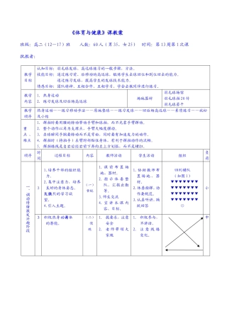 高二羽毛球模块迎评课课教案