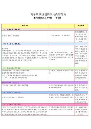 简单线性规划的应用教学内容分析