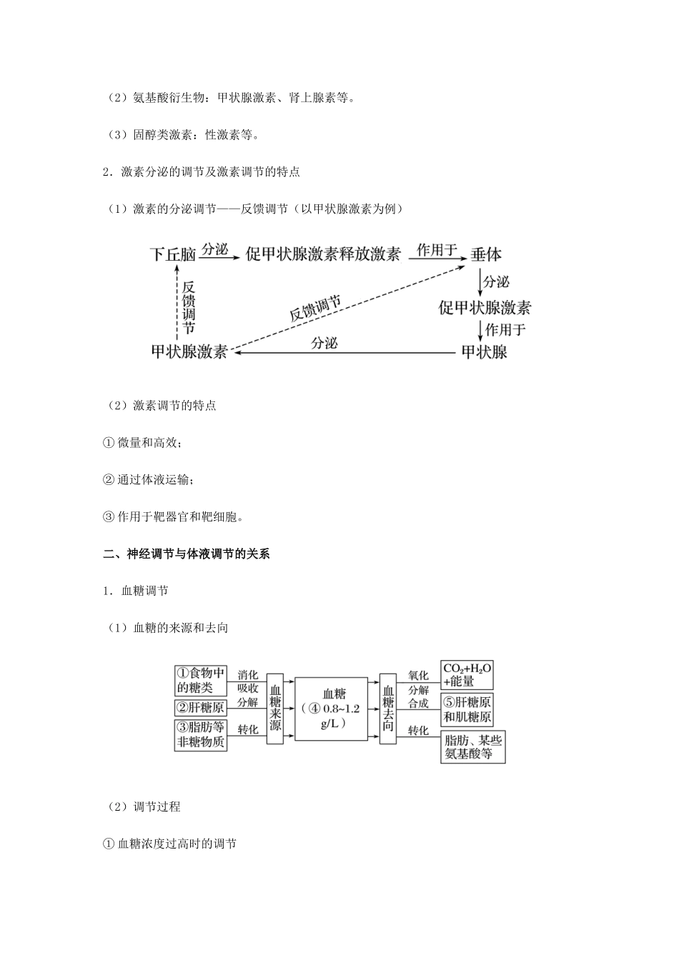 （全国通用）高考生物总复习《体液调节》专题突破学案-人教版高三全册生物学案_第2页
