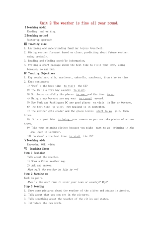 八年级英语上册《Module 10 The weather Unit 2 The weather is fine all year round》教学设计 （新版）外研版-（新版）外研版初中八年级上册英语教案