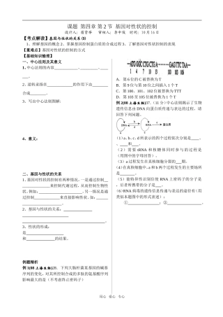 4.2  基因对性状的控制