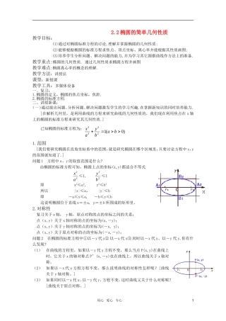 高三数学 2.2椭圆的简单几何性质教案 新人教A版