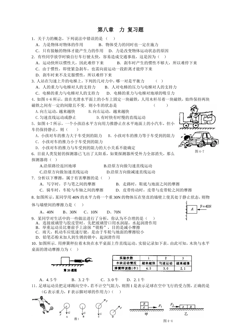 第八章力复习题_第1页