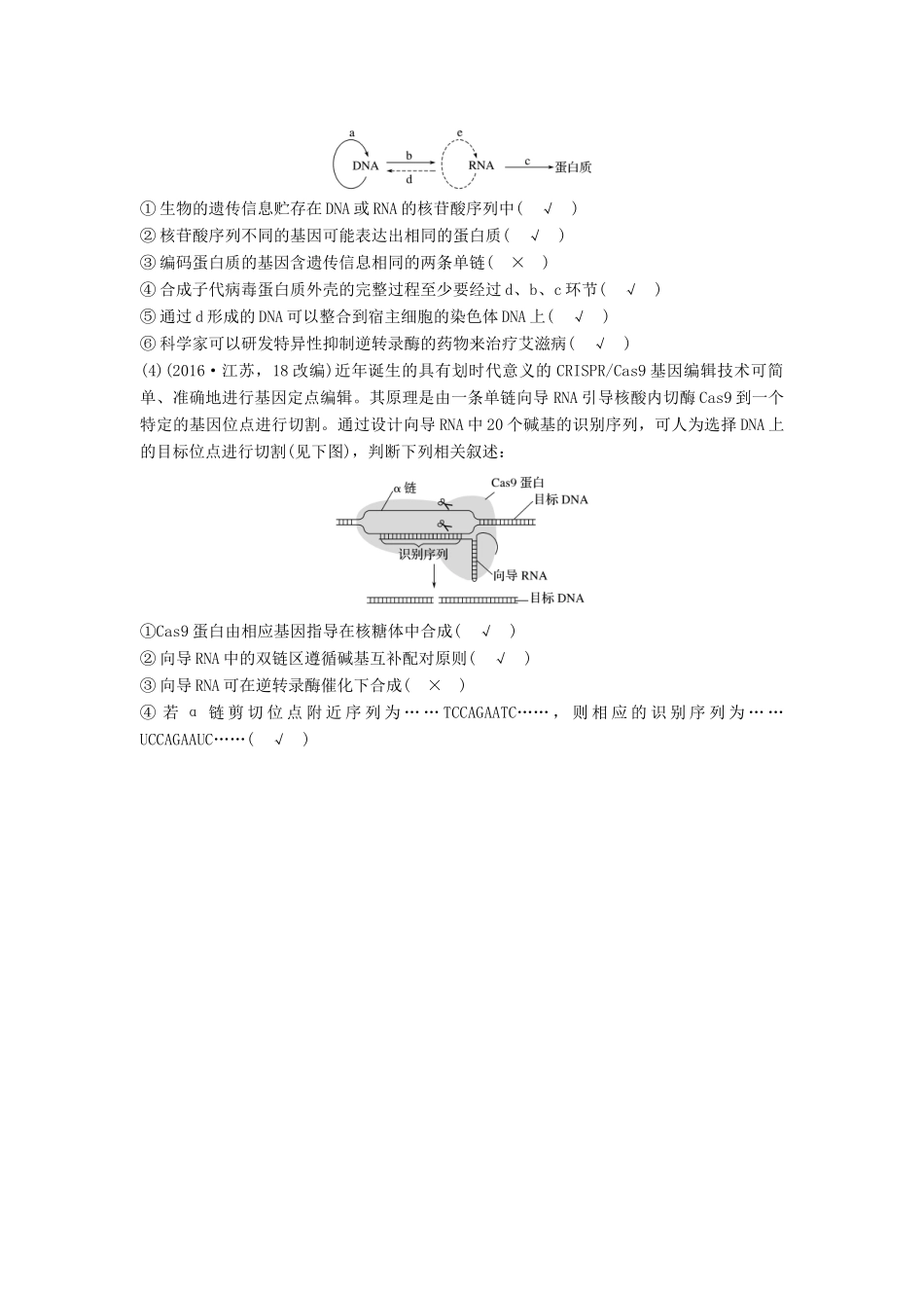 （浙江选考）高三生物二轮专题复习 专题六 遗传的物质基础 考点2 遗传信息的传递与表达学案 新人教版-新人教版高三全册生物学案_第2页