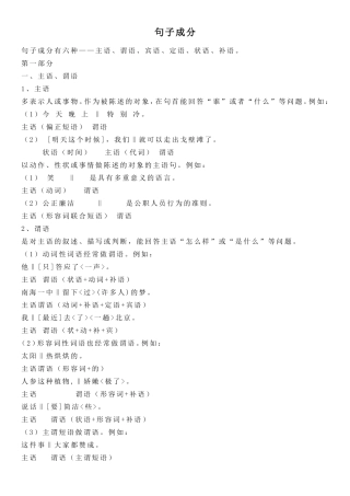 句子成分划分口诀