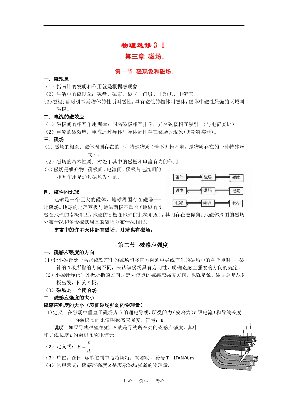 高二物理磁场总复习学案选修3-1_第1页