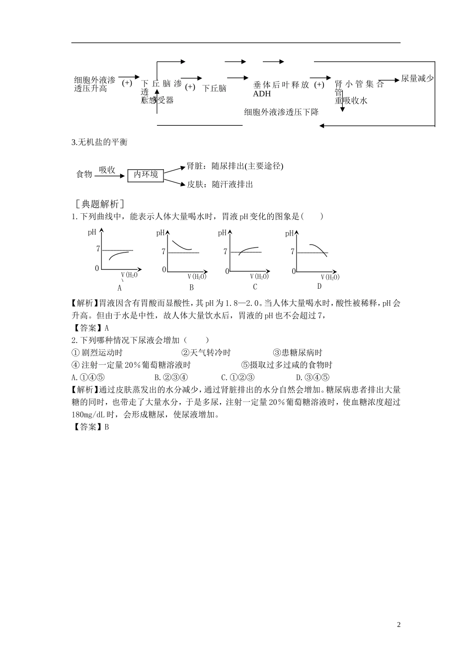 高中生物 1.2.3《水盐调节》学案 中图版必修3_第2页