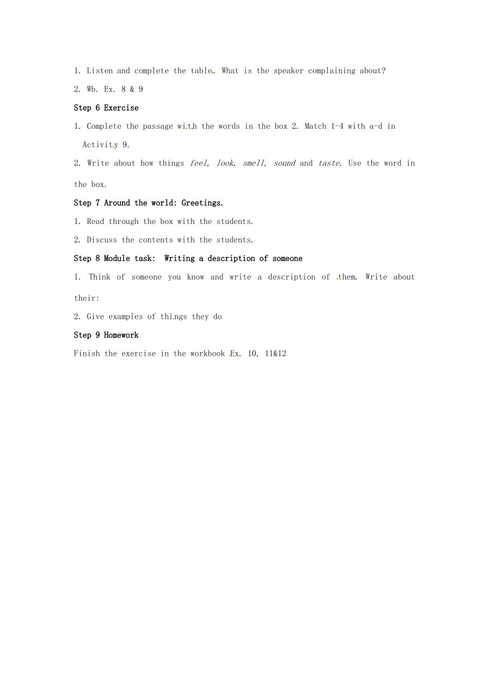 天津市武清区杨村第五中学八年级英语上册《Module 7 Feelings and impressions Unit 3 Language in use》教案 外研版_第2页