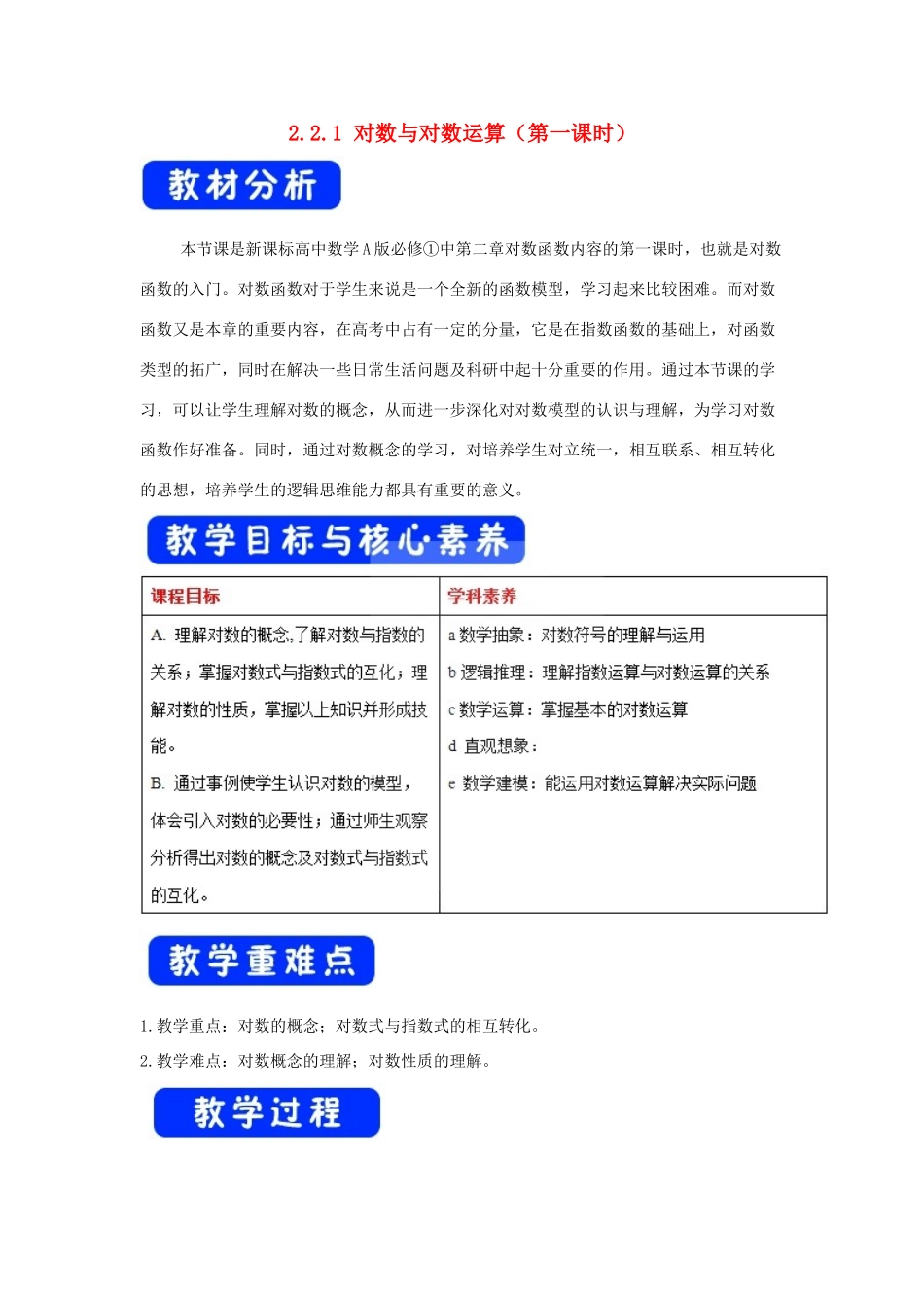 高考数学总复习 第二章 基本初等函数（Ⅰ）2.2.1 对数与对数运算（第一课时）教案 新人教A版必修1-新人教A版高三必修1数学教案_第1页