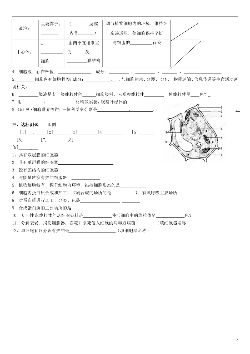 高中生物 3.2细胞器-系统内的分工合作（第1课时）学案 新人教版必修1-新人教版高一必修1生物学案_第2页